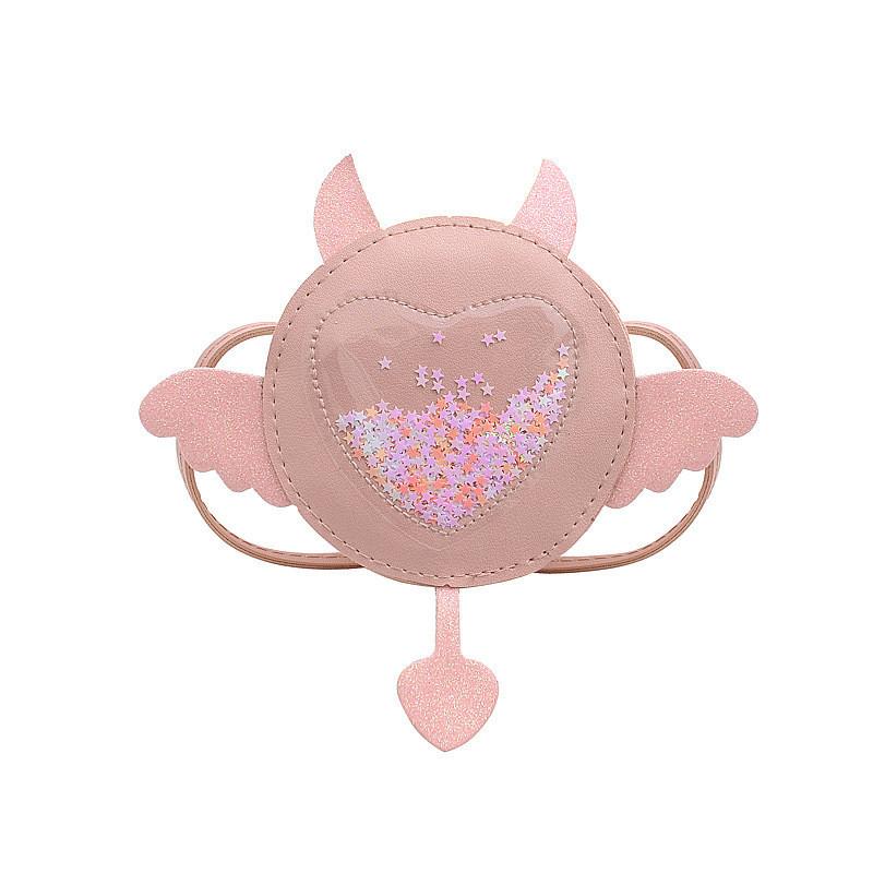 New Cute Cartoon Sequin Wings Kids Crossbody Bag Fashionable Princess Mini Purse