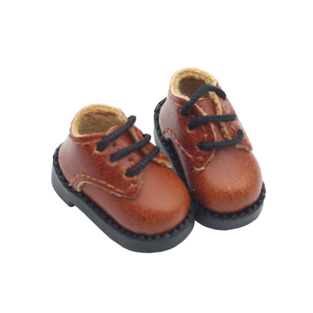 1Pair PU Leather 1/12 Bjd Doll Shoes Round Toe BJD Doll PU Shoes Doll PU Leather Shoes  Kids Gifts светло-коричневого