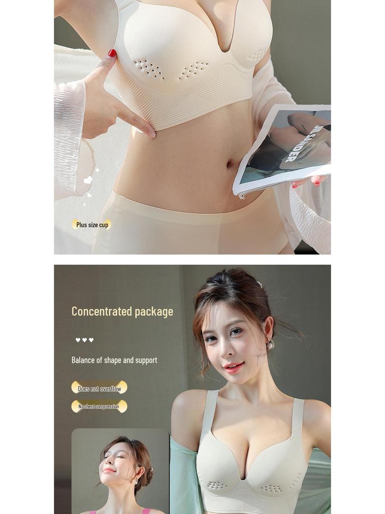Übergröße Nahtloser Lift & Support BH: Atmungsaktiv, Auslaufsicher, Seitenstütze, Dünnes Cup-Design für Frauen