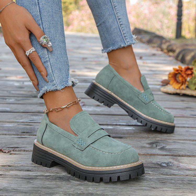 Women's Chunky Platform Loafers,Thick Sole,Round Toe,Casual Women Shoes