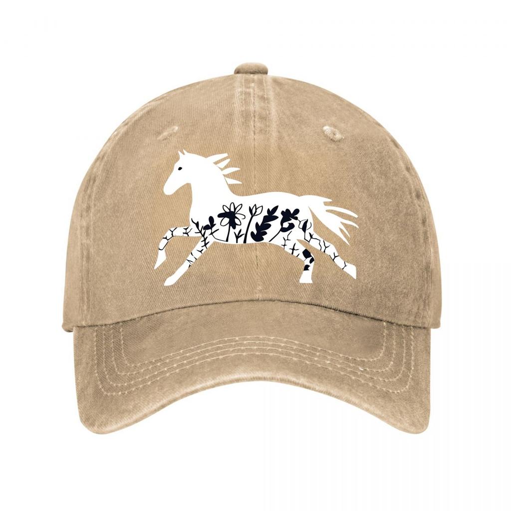 Retro Running Horse Unisex Adjustable Allseason Graphic Pattern Buckle Closure INFASHULE Washed Baseball Cap