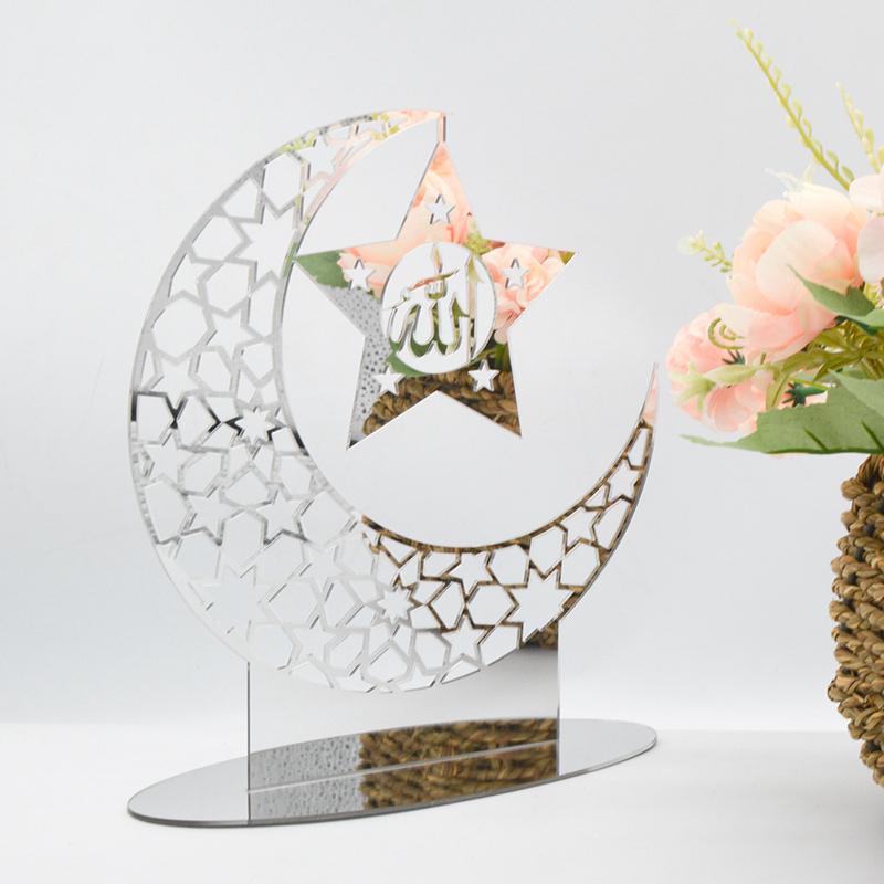 Ramadan Kareem Akrylová ozdoba Eid Mubarak Dekorace pro domov Islámské muslimské párty potřeby Zlatá měsíční dekorace Dárek k EID Al Adha