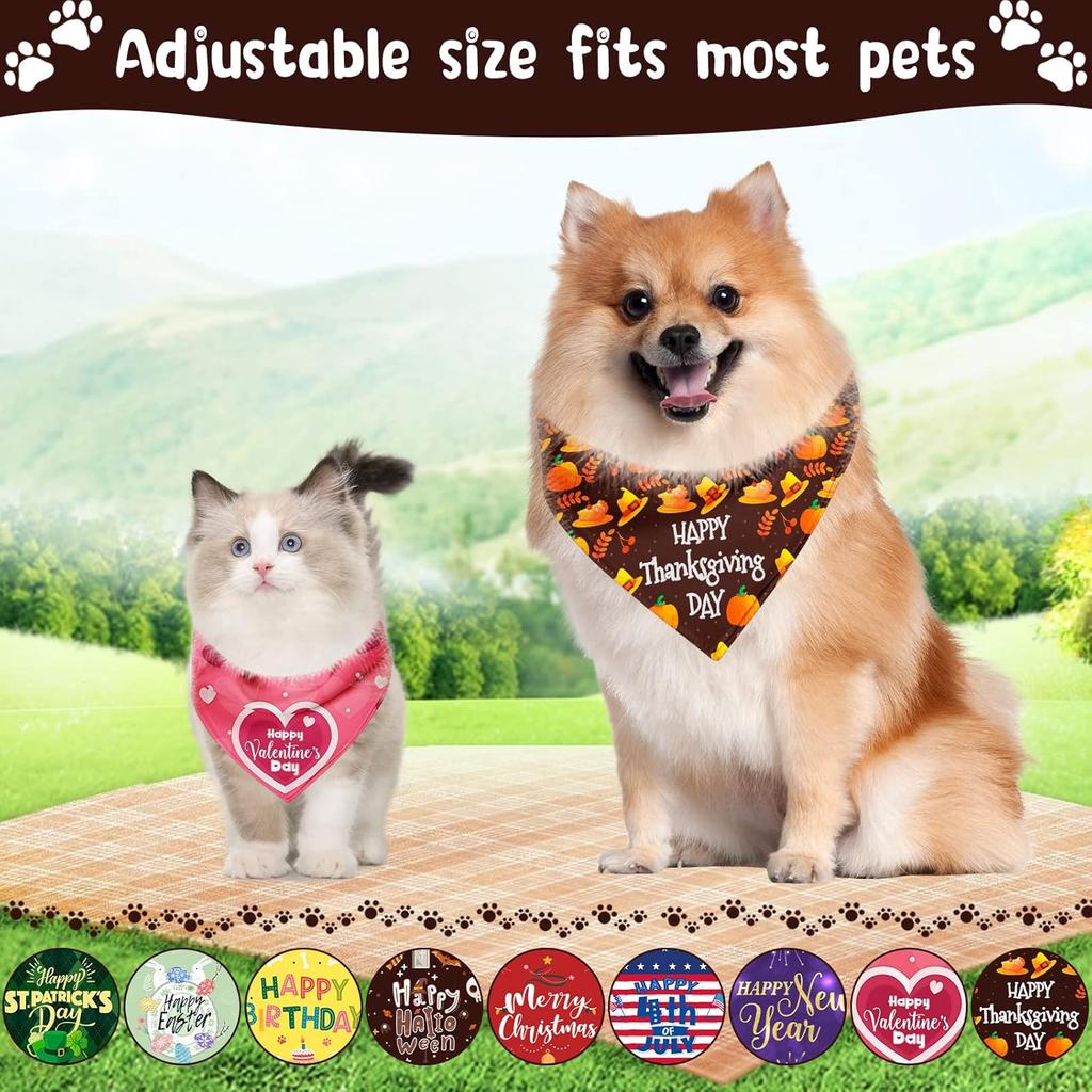9 Pieces Dog Bandanas Scarf for Happy Halloween Birthday Party Supplies - Washable Triangle Kerchief Bibs for Cats and Pets - Costume Supply