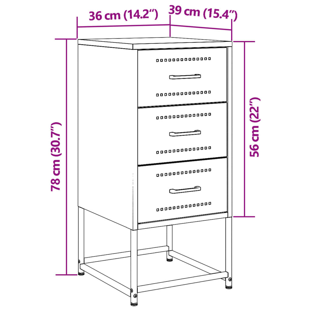 Nightstands (2 pcs) Anthracite 36 x 39 x 78 cm Steel