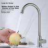 CVBAB Kitchen Single Cold Water Tap, Household Vegetable Washing Sink Faucet, 304 Stainless Steel Rotating Single Cold Tap, CV1365