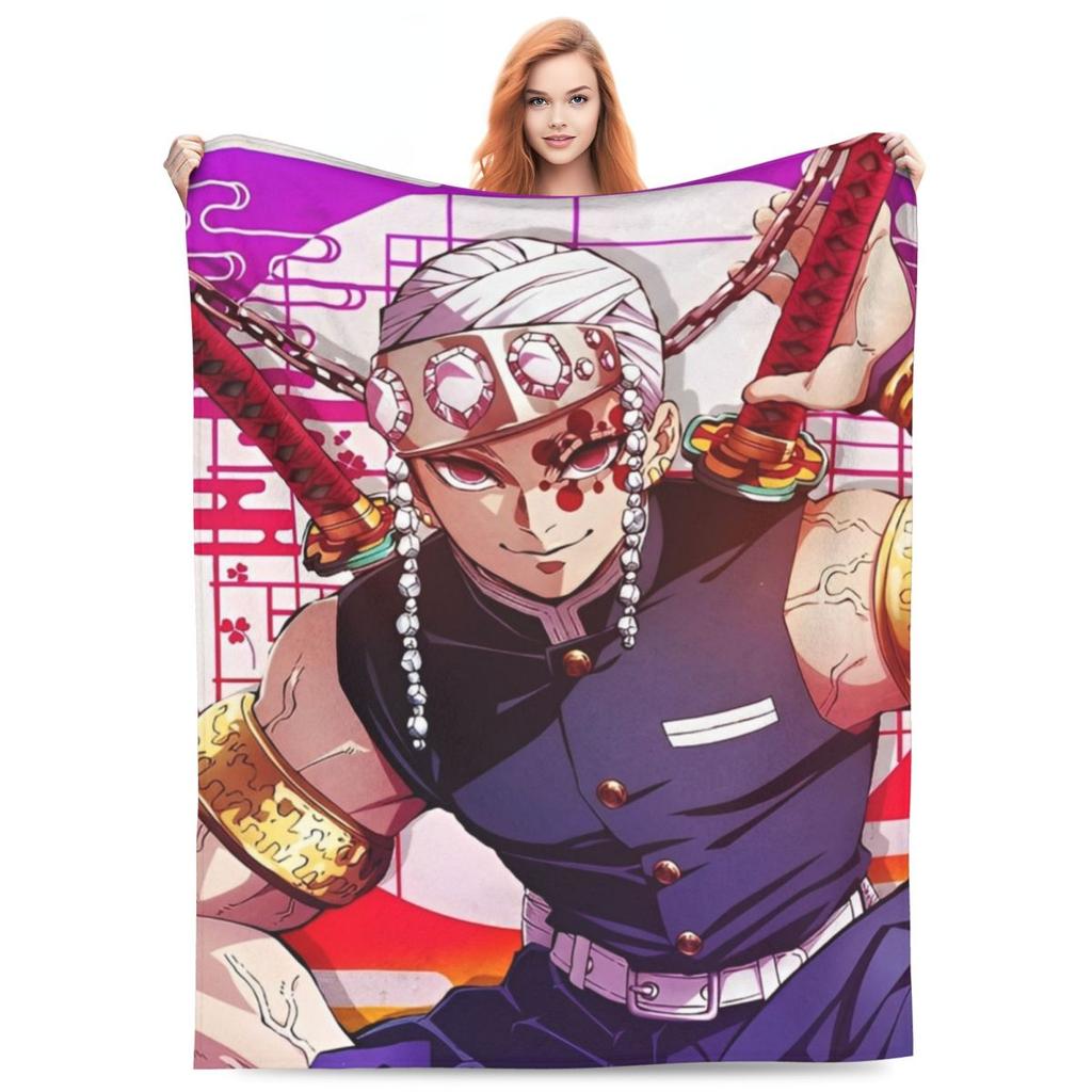Zvukový pilíř Tengen Uzui Flanelová deka Anime Demon Slayer Vlastní přehoz na postel pohovku gauč 150*125cm Přikrývka