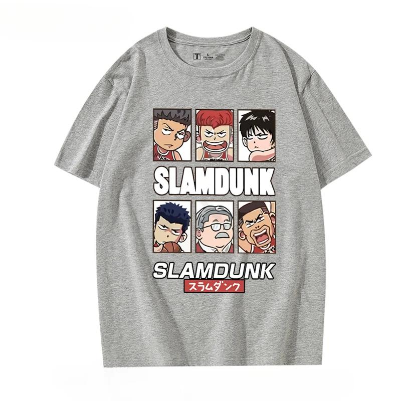 Summer men's cartoon Q-version Slam Dunk character short-sleeved T-shirt, casual 100% pure cotton short-sleeved top
