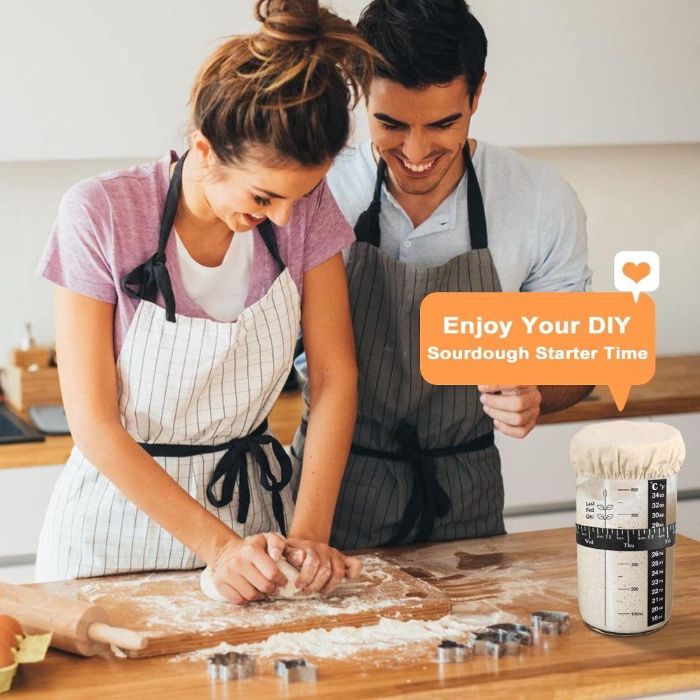 Reusable Sourdough Starter Jar Kit Heat Resistant Sour Dough Starter Culture Jars  Caviar