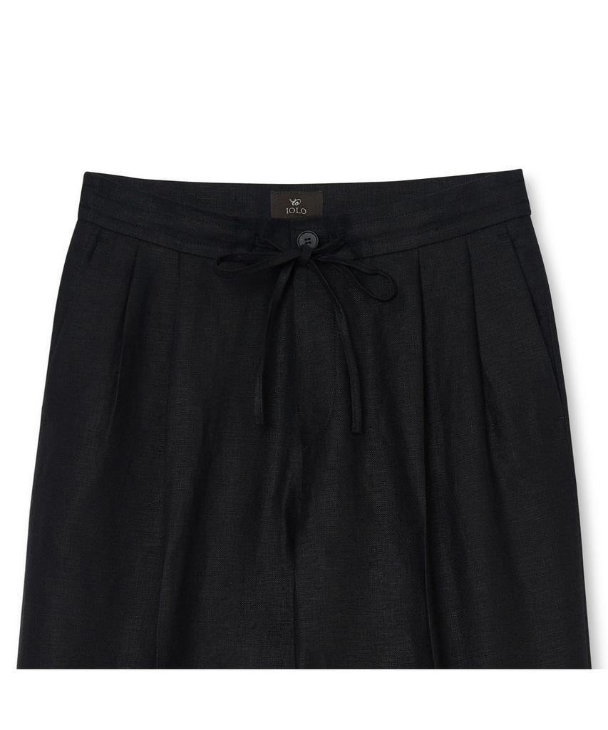 IOLO Relax Linen Double-Pleat Pants_Black
