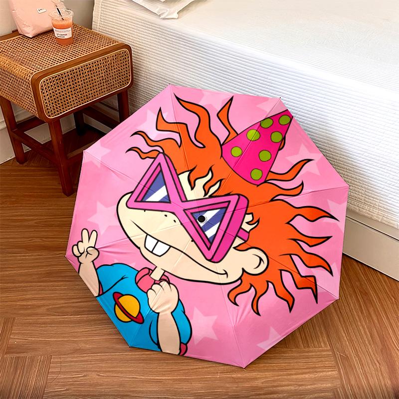 Rugrats pattern, automatic folding umbrella, portable and foldable design, 8 ribs, a Christmas or birthday gift.