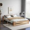 Flieks Solid Solid Wood Bed with Headboard and Slatted Frame, Natural (200x140cm)