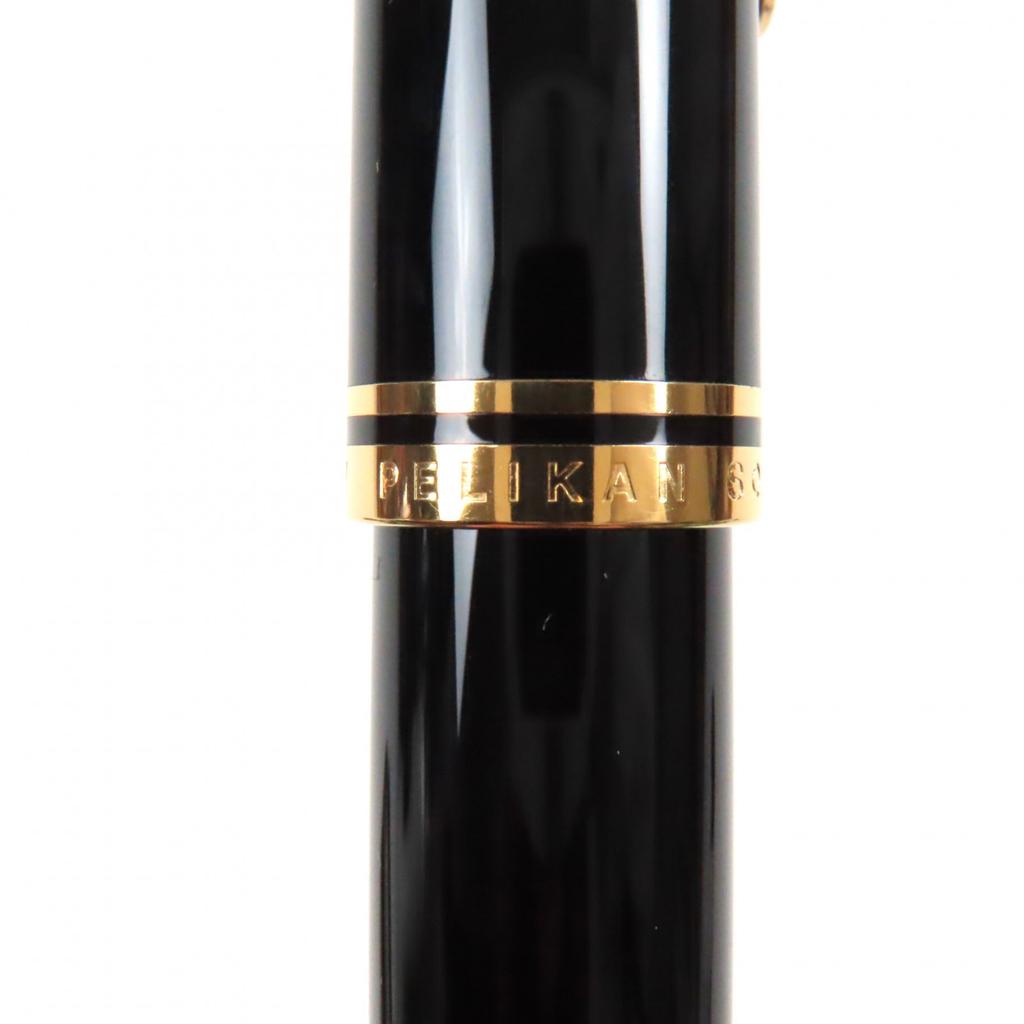 Pristine PERIKAN Fountain Pen Sovereign Engraved Logo Black Gold 18K M800 Used