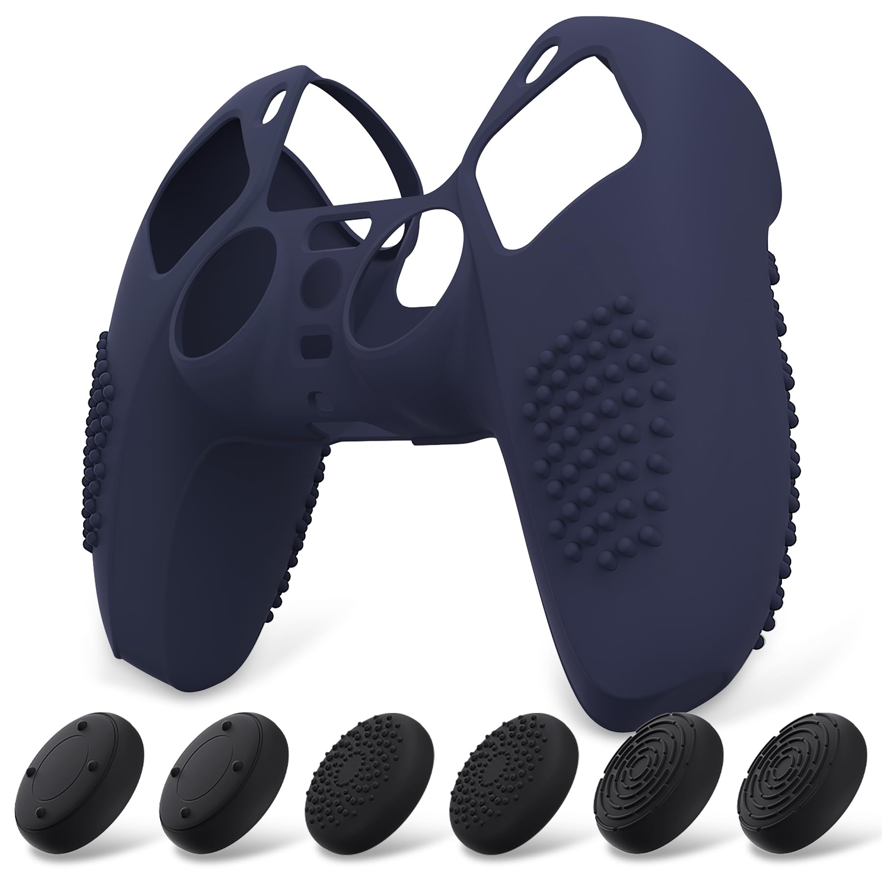 

eXtremeRate Protective Cover for PlayVital PS5 Silicone Skin Case Ergonomic Soft Rubber for PS5 Protective Case with Thumb Stick Cap Studded Edition