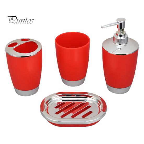 

4 шт./компл. стакан для ополаскивателя полости рта, набор для ванной комнаты, стакан для зубной щетки с зубной пастой, флакон для лосьона, мыльница, набор принадлежностей для раковины красный