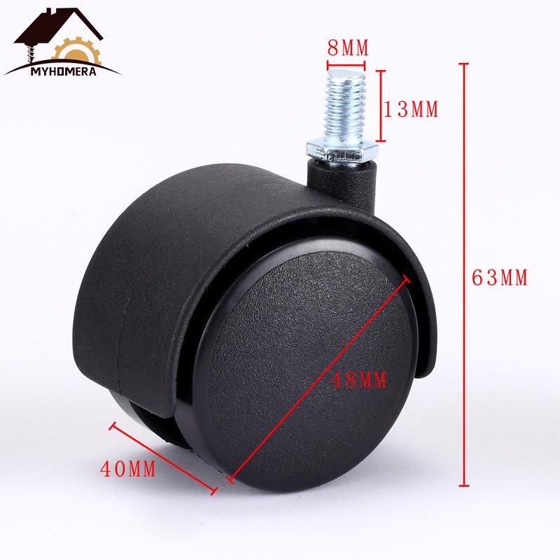 2-calowe Ciche Kółka do Krzeseł Obrotowych - Uniwersalne Rolki do Krzeseł Komputerowych