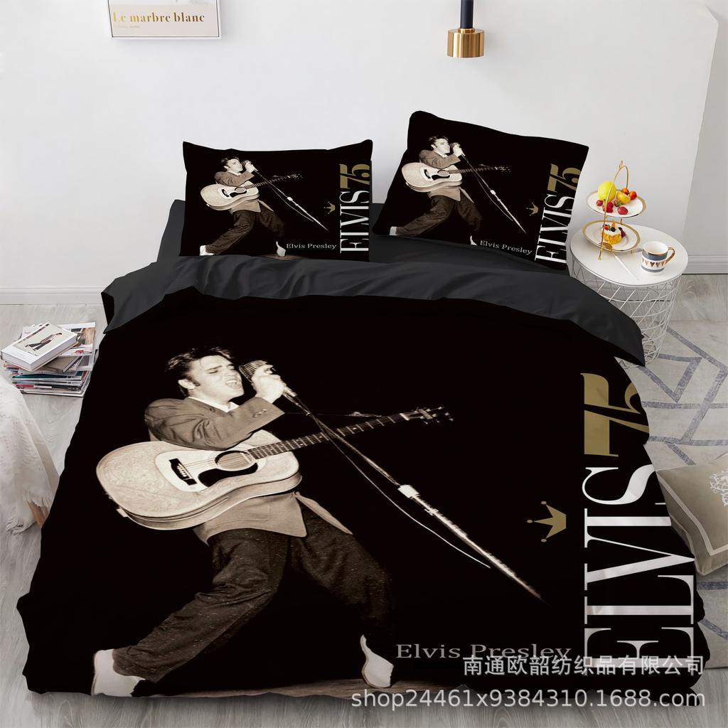Größe 3D Digitaldruck Elvis Presley Heimtextil Quilt-Set Dreiteilig
