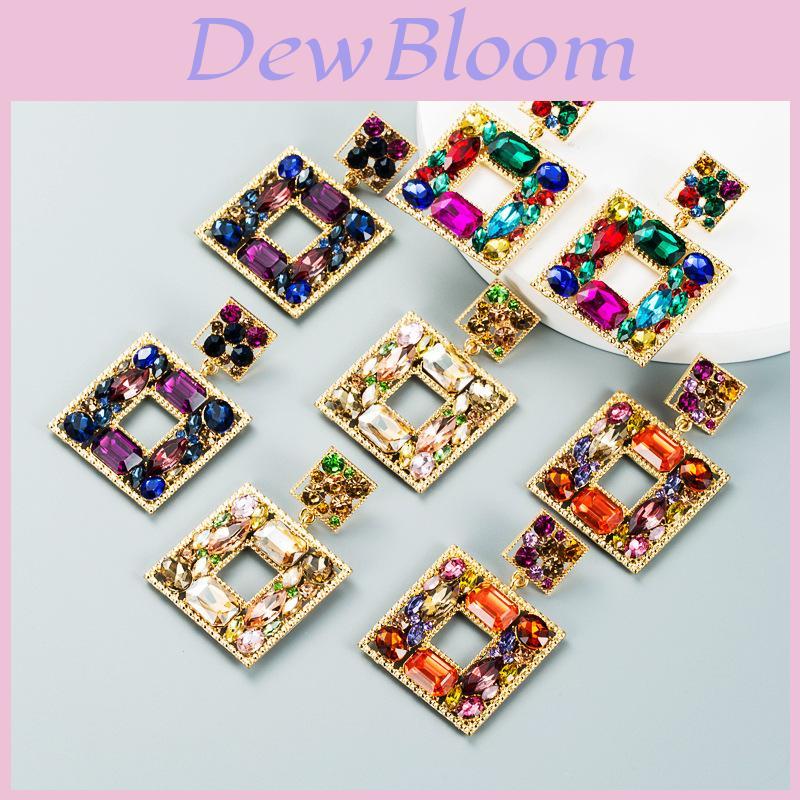 Alloy Geometric Layered Earrings With Sparkling Rhinestones For Fashion Women