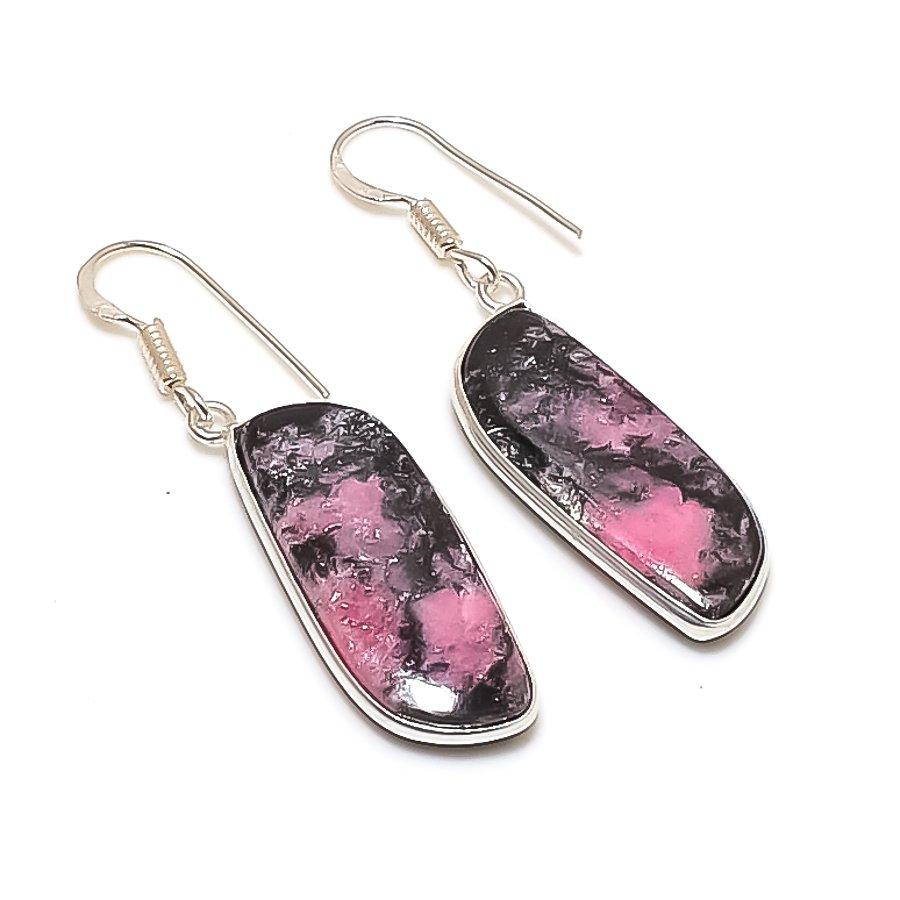 Natural Rhodonite Gemstone 925 Sterling Silver Jewelry Earring 1.81 AE-11983