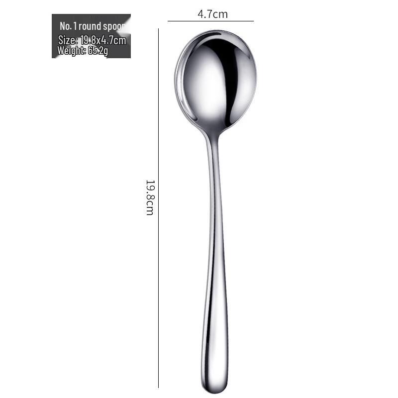 Wutuo 304 Stainless Steel Large Round Soup Spoon Set