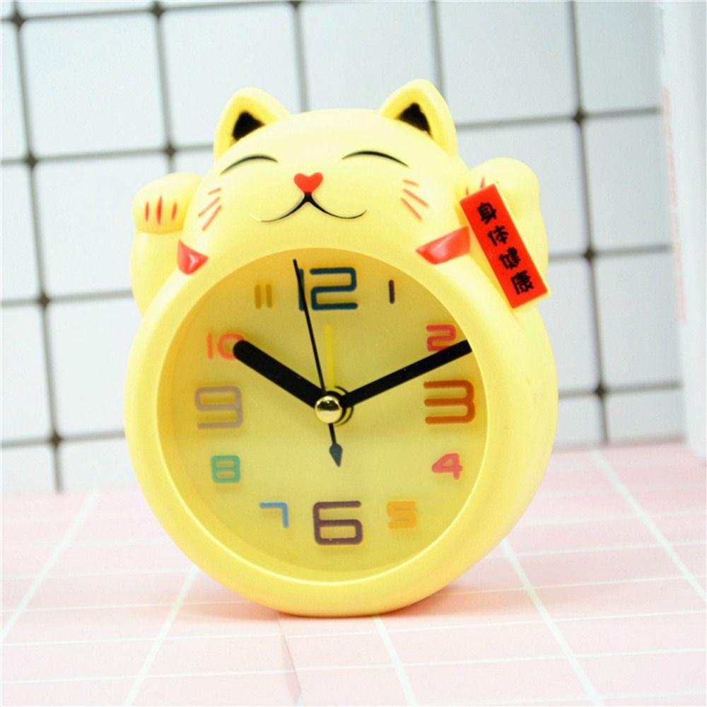 Creative Kids Alarm Clock Cartoon Table Clock Cat Desktop Decoration Lucky Cat Alarm Clock  Student