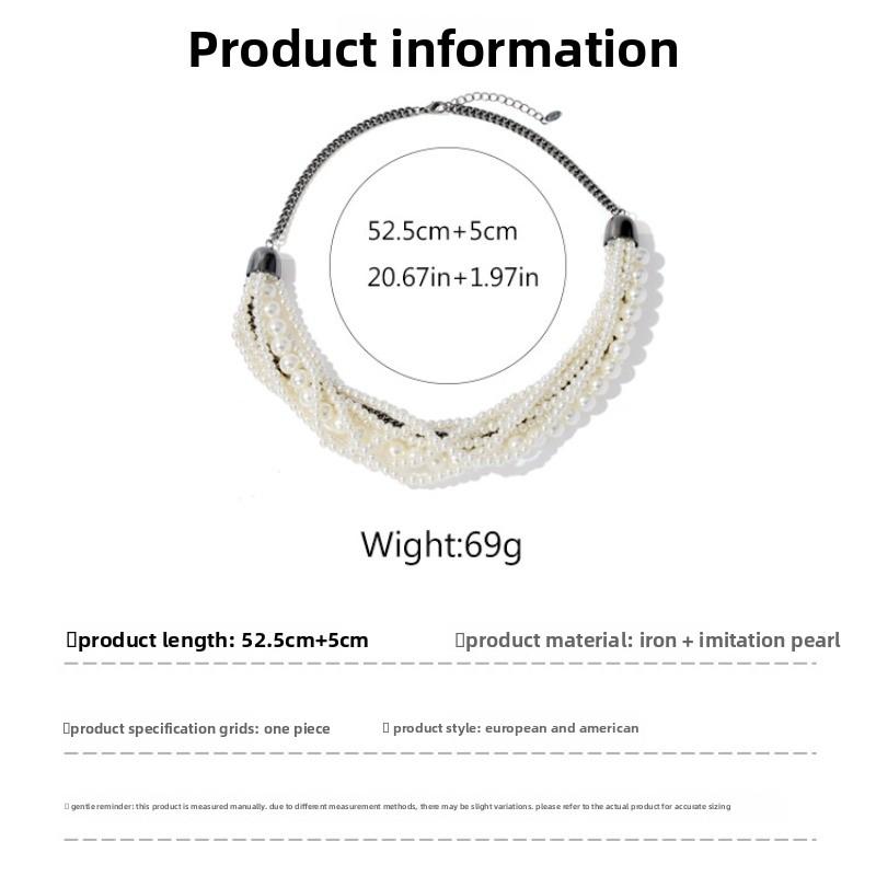 Exaggerated pearl multi-layer necklace, popular for photo shoots, catwalks and banquets