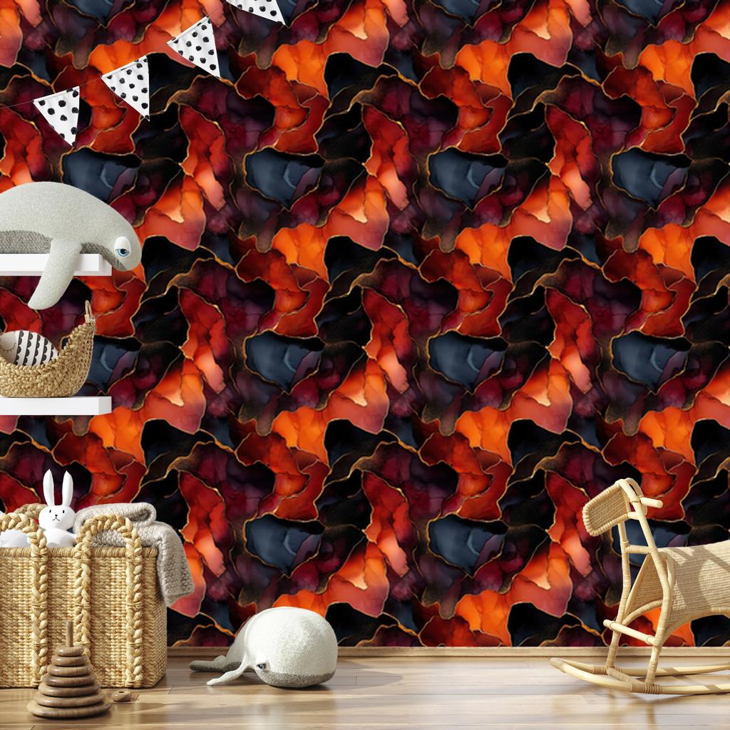 Ink Wallpaper Black and Red for Living Room and Bedroom 50x1000