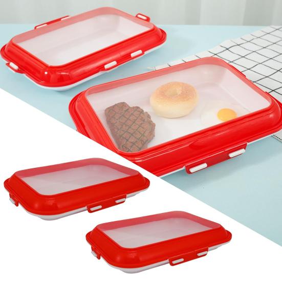 2Pcs Food Preservation Trays Reusable Food Storage Container with Lid Vacuum Sealed Stackable Tray for Picnic Travel