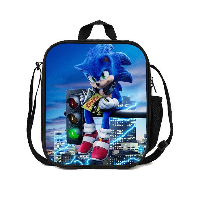 Sonic Lunch Bag Student Picnic Bag Oxford Cloth Cartoon Printed Portable Lunch Box Bag