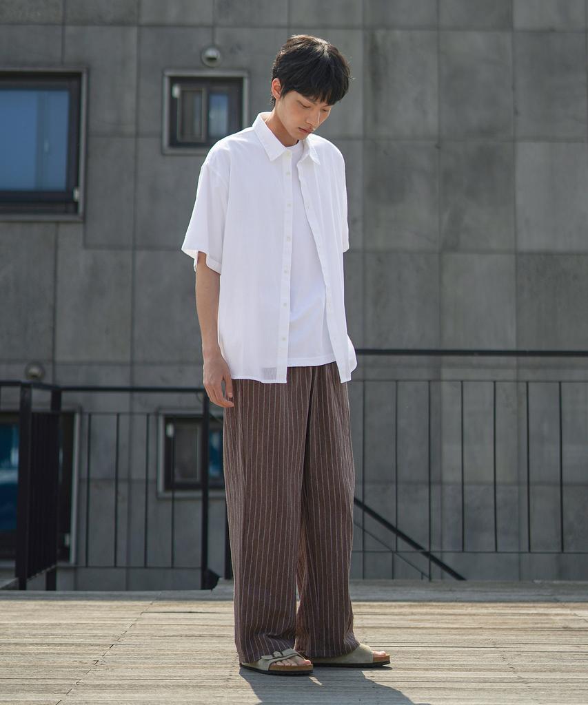 JEMUT Summer Striped Wide Pants Brown Mmlp2628