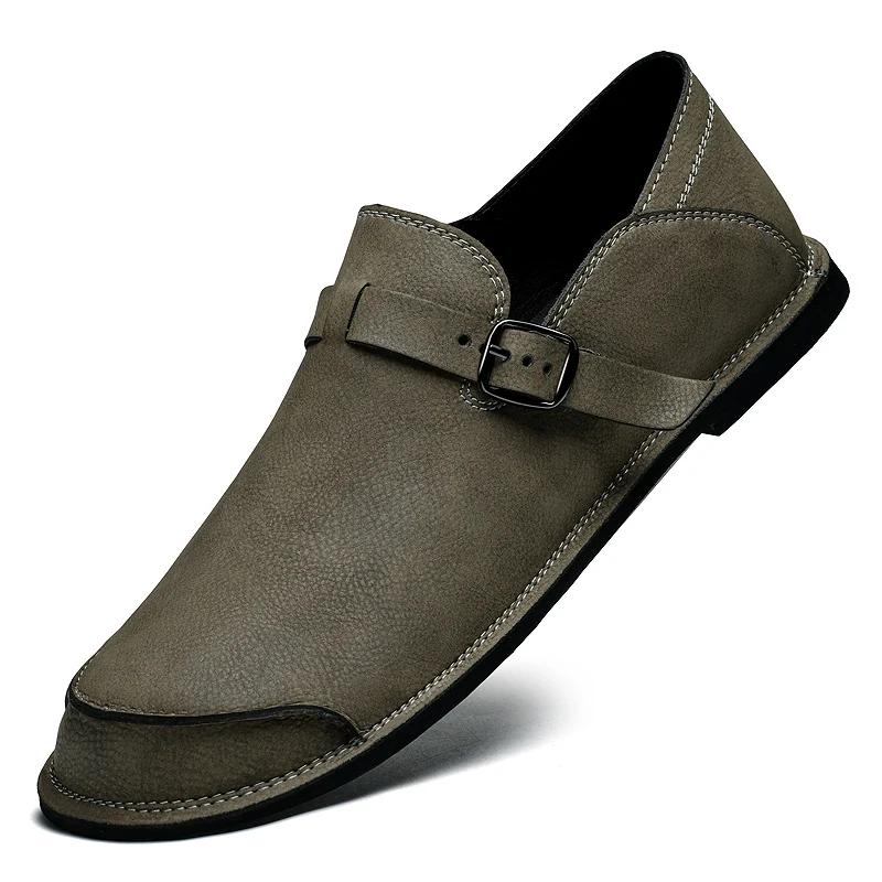 Genuine Leather Men Casual Shoes Handmade Slip On Loafers Versatile Man Moccasins Simple Comfy Male Driving Shoes Walking Flats