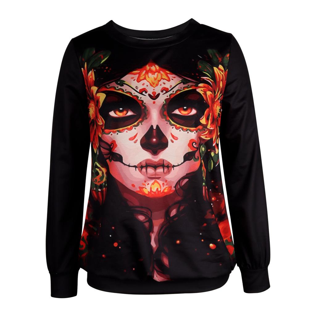 Autumn Women's Halloween Casual Loose Long Sleeved Top Hoodie