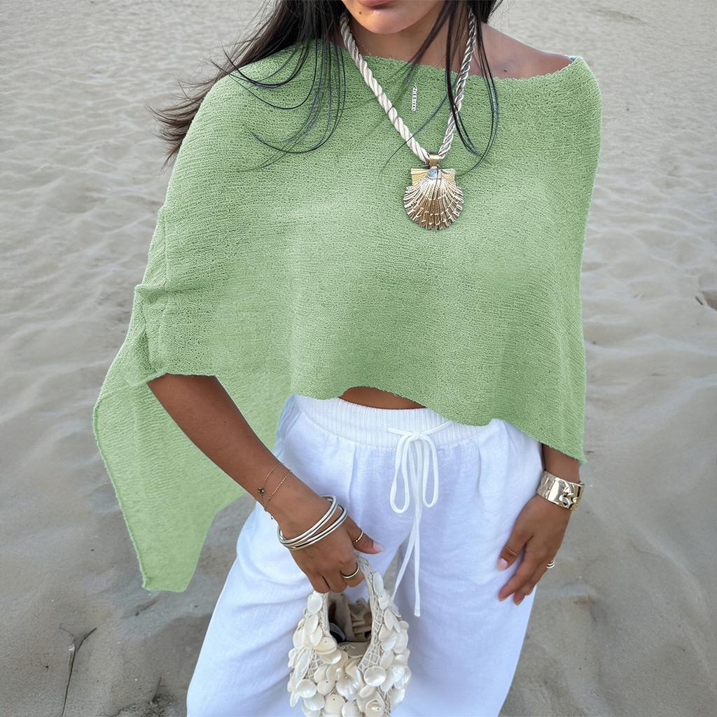 Diyun European and American Leisure Vacation Versatile Semi-transparent Shawl Top Woolen Women's Clothing Independent Station