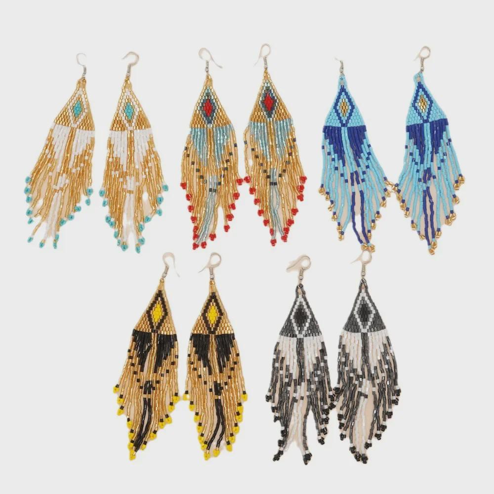 Bohemian Retro Hand-Woven Tassel Earrings