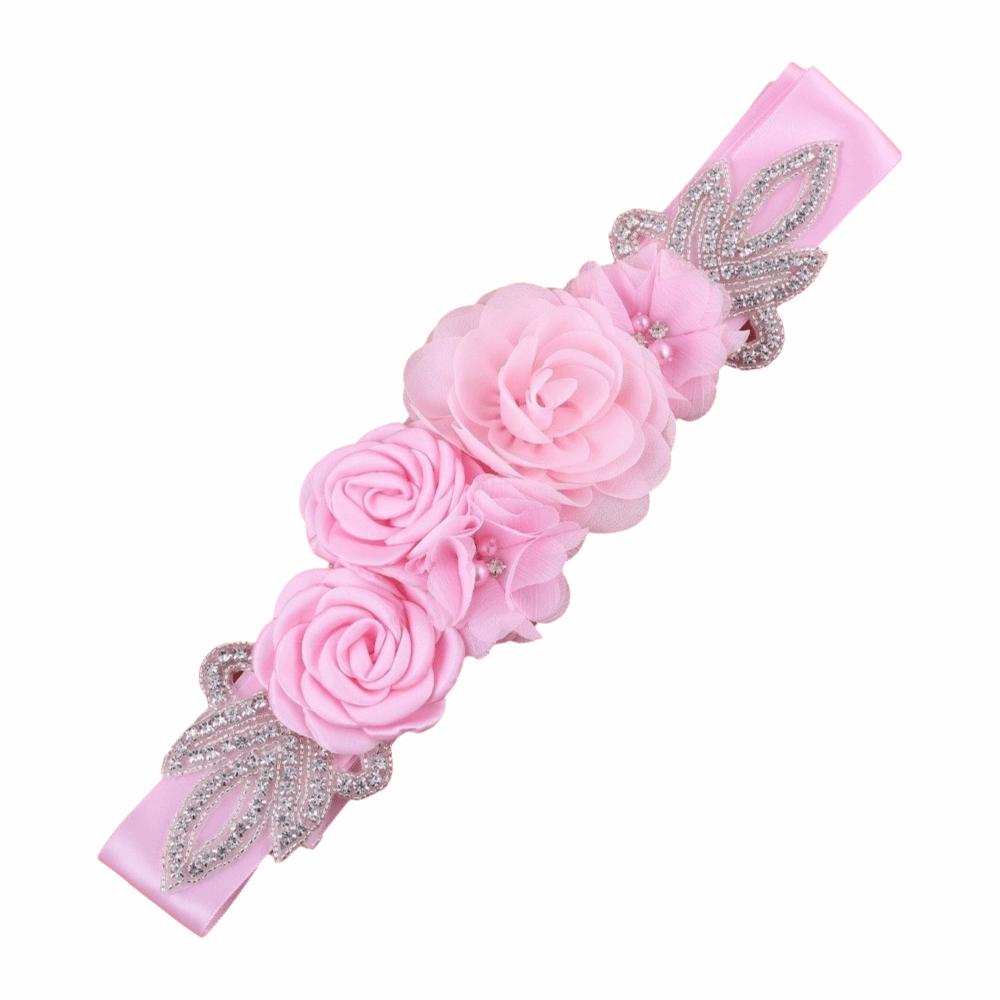 Creative Wedding Flower Waistband Rhinestone Beaded Floral Applique Sash Bridal Dress Accessories
