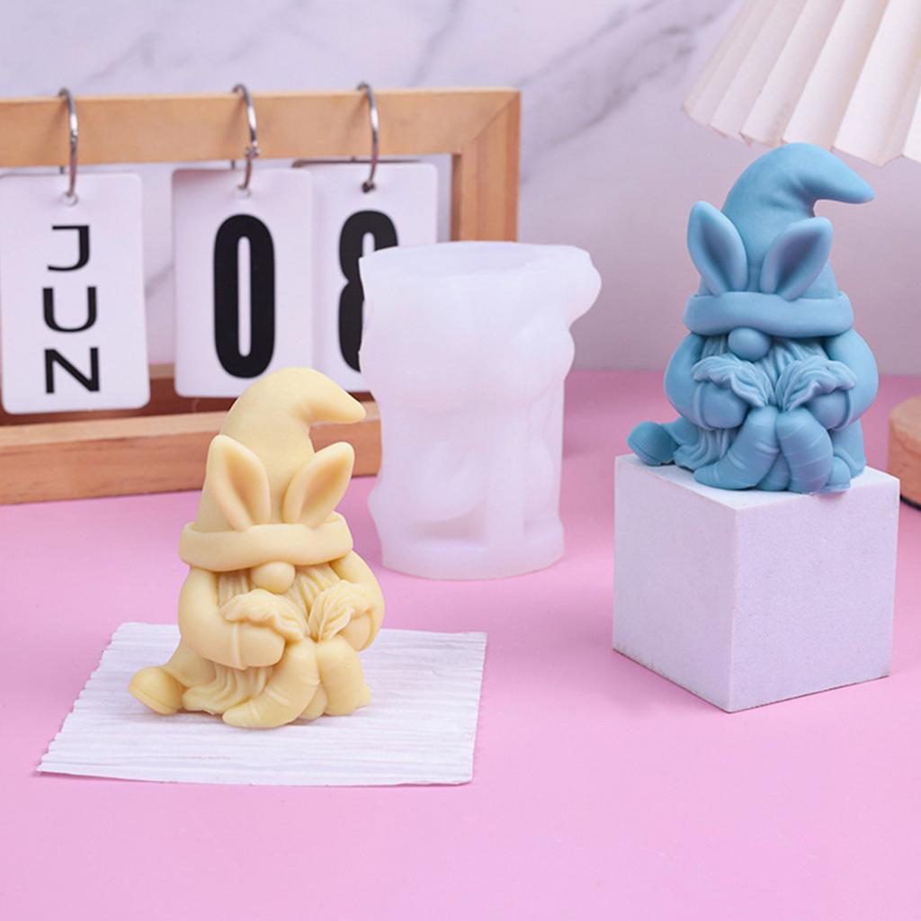 Silicone Mould 3D Easter Gnome Candle Molds Ornament Molds Christmas Molds Casting Molds for Home Table Decorations