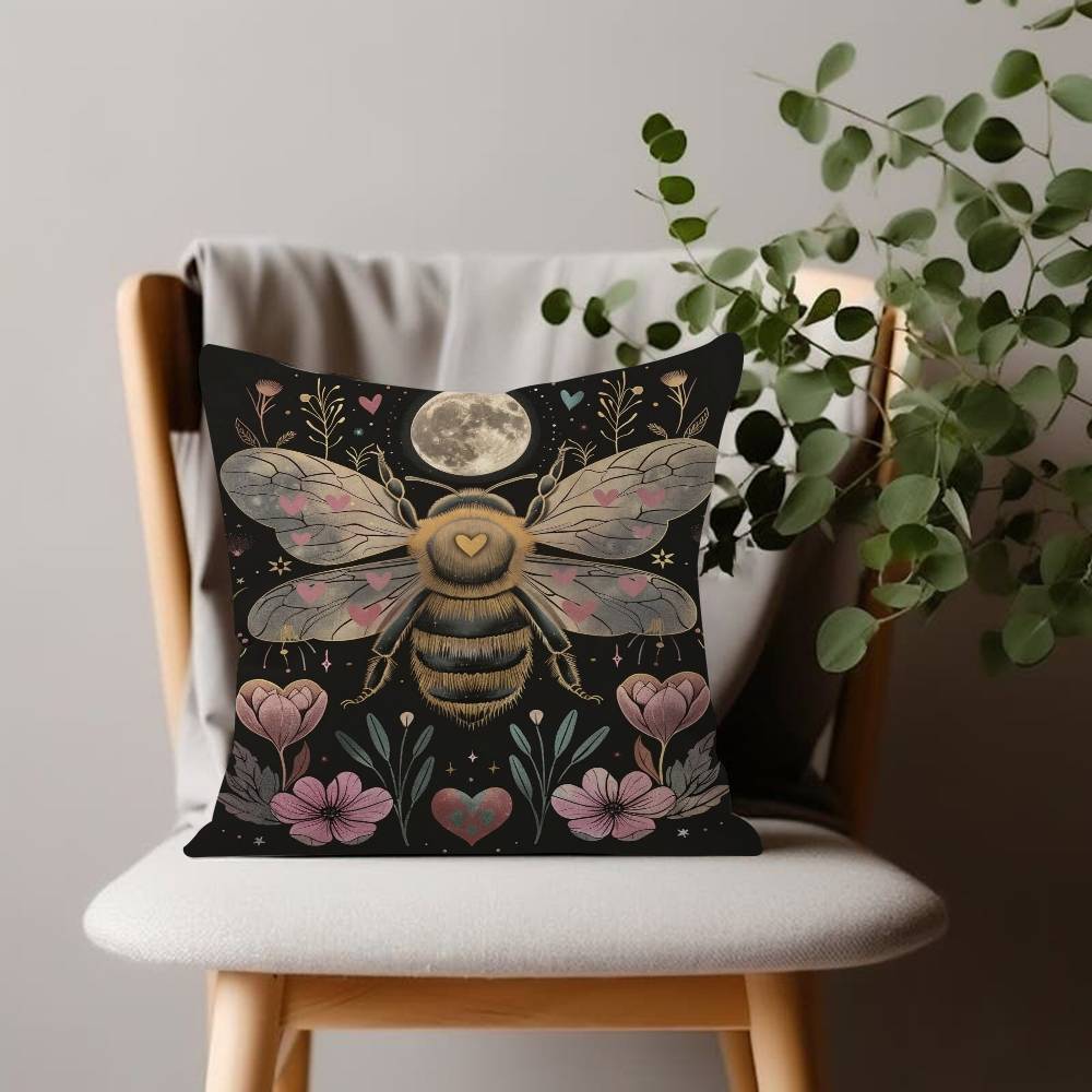 Mystical Vintage Bee Pattern Cushion Cover Pillowcase Upholstery Pillows for Sofa Throw Pillow Home Decor Pillowcas