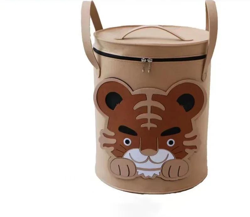 Children Toys Storage Basket Foldable Household Laundry Bag Cute Linen Bucket Cartoon Print Clothes Organizer Baskets With Lid