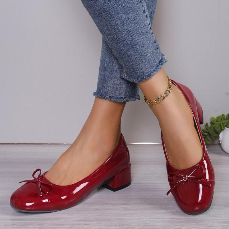 Luxus Damenschuhe Mary Jane Mode Damen Pumps Runde Spitze Schleife Ballett Hohe Absätze Plateau Büroschuhe Zapatos De Mujer