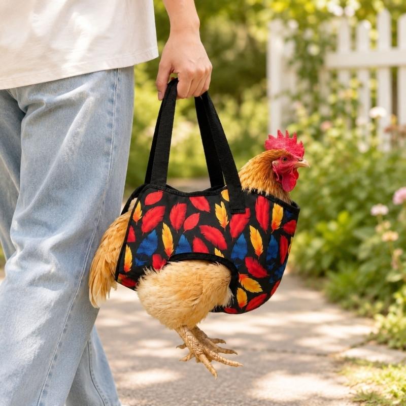 Washable Chicken Carry Bag for Nearby Errands, Canvas Transport Bag with Head-Out Opening and Reinforced Handles