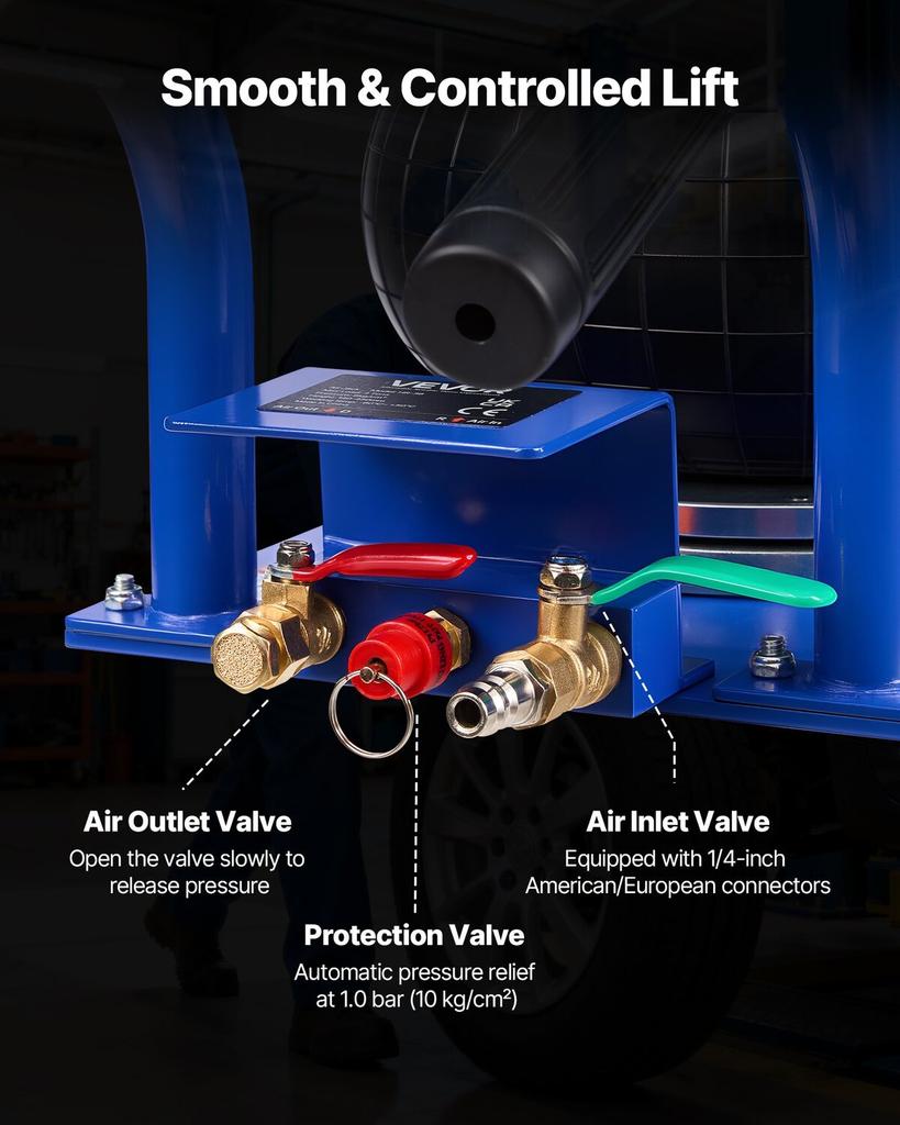 Air Jack, 3 Ton Triple Bag Air Jack, Airbag with Six Steel Pipes, Lift Up to 450 mm, 1-6 s Fast Lifting Pneumatic with Short Handles & Rubber Pad for