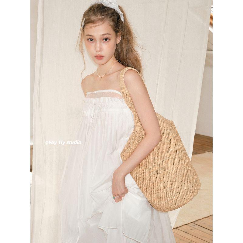 

Feytiy Plant Oxygen Girl Versatile Fashionable Handmade Raffia Bags Summer Straw Shoulder Tote Bag Large