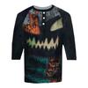 Men's Halloween Printed  Collar Three-Quarter Sleeve