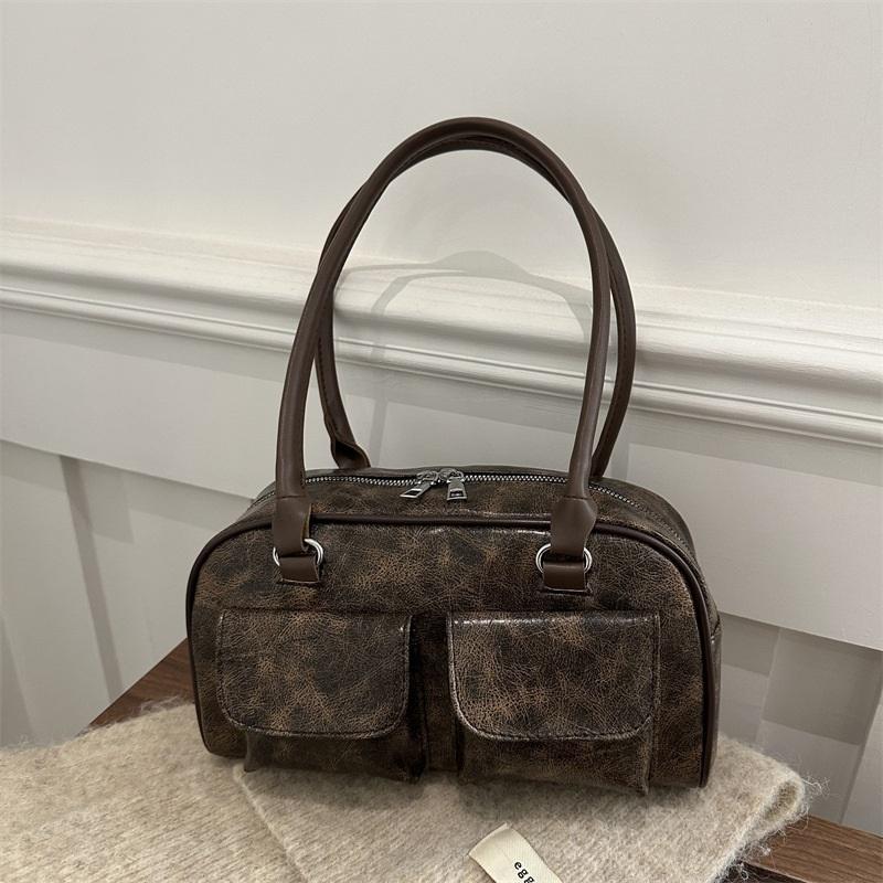 Popular Bags for Women 2025 New Trendy Style Underarm Bag Korean Style Shoulder Bag Maillard Retro Bowling Bag