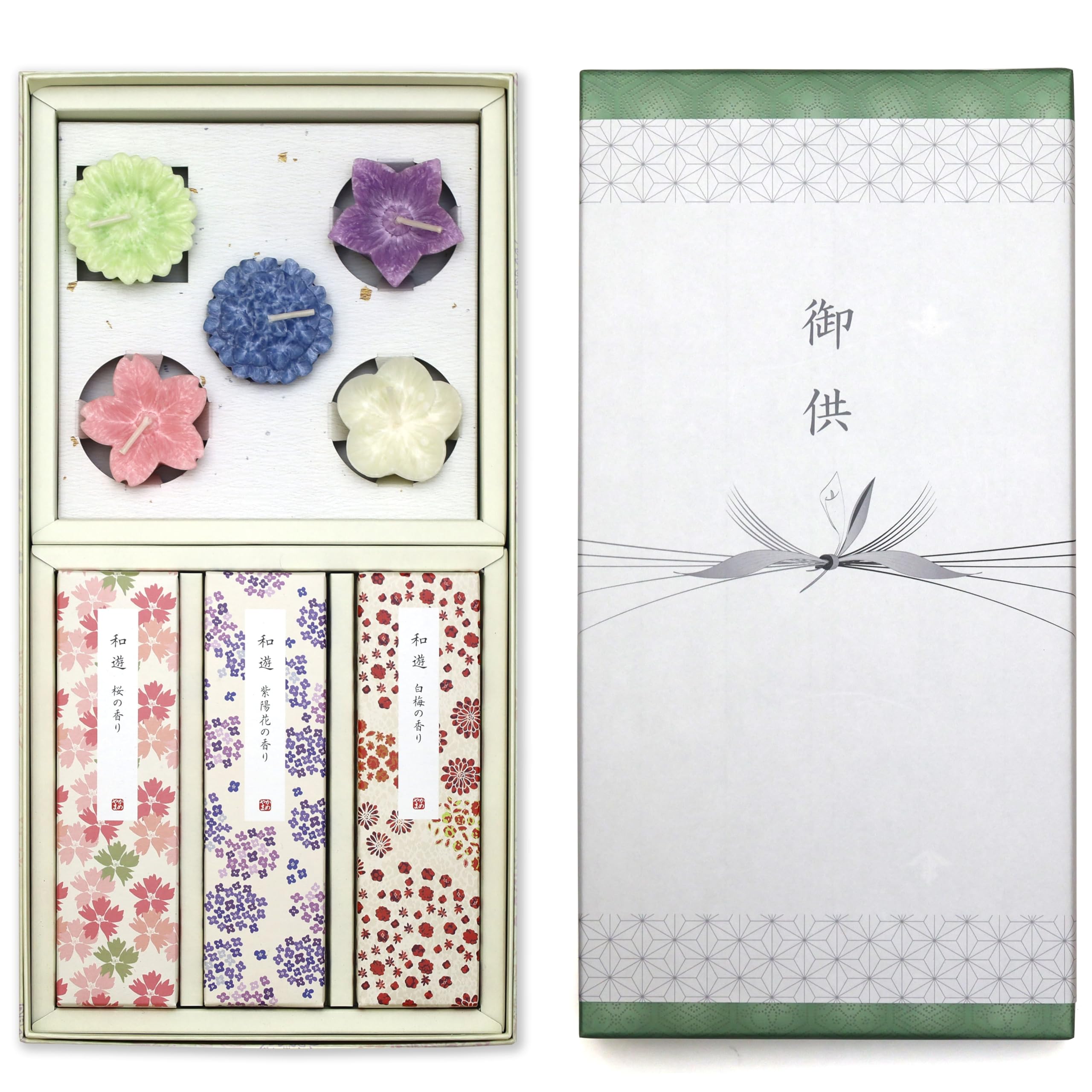 

Condolence Incense Gift [Wayu 3 Types Sandalwood with Outer Wrapping, Candle] Made in Japan, Low Smoke, Gift-Giving Incense, for Buddhist Altars,