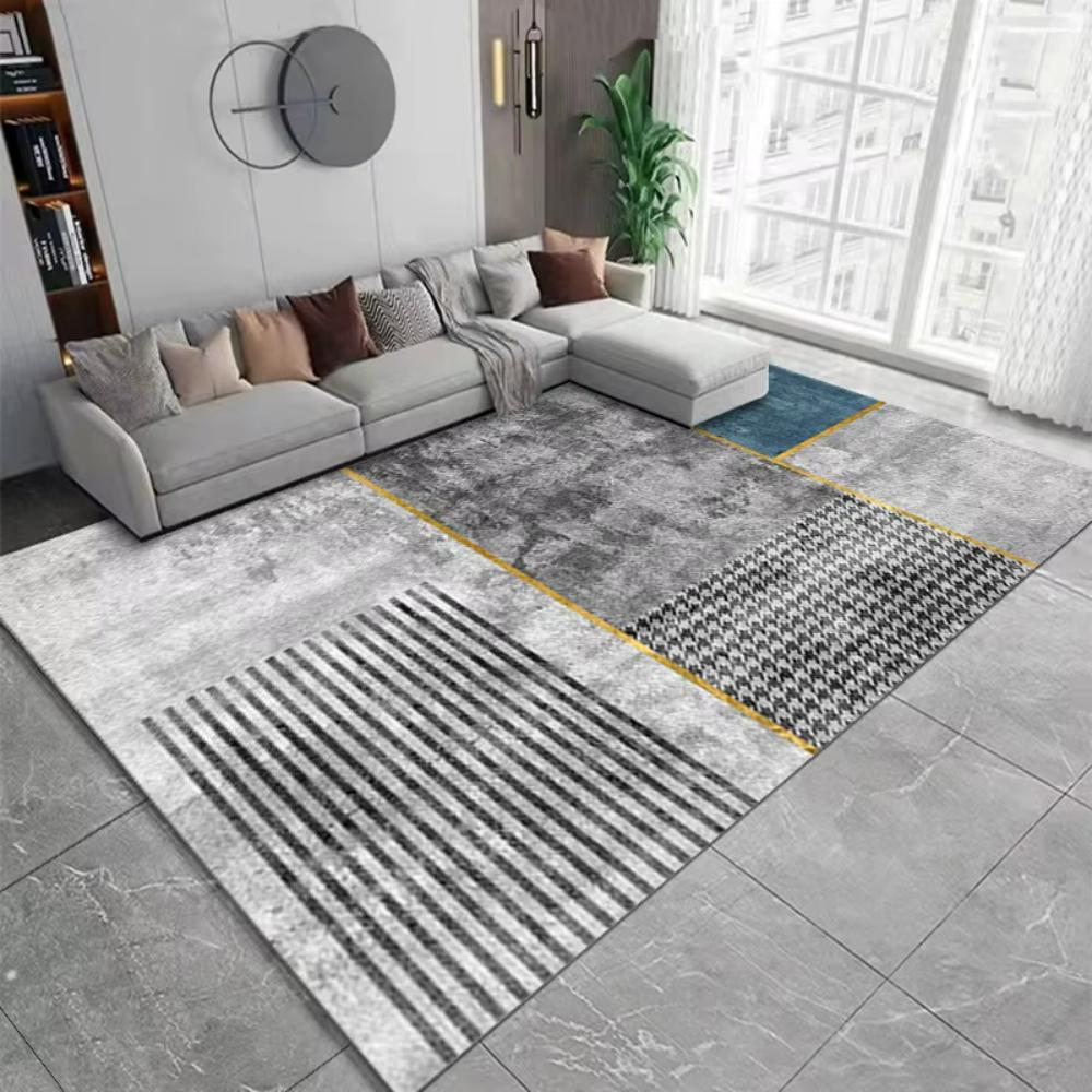 Luxury Geometric Printed Carpet for Living Room Decor Sofa Coffee Table Rugs Bedroom Lounge Kitchen Nonslip Floor Mat Doormat