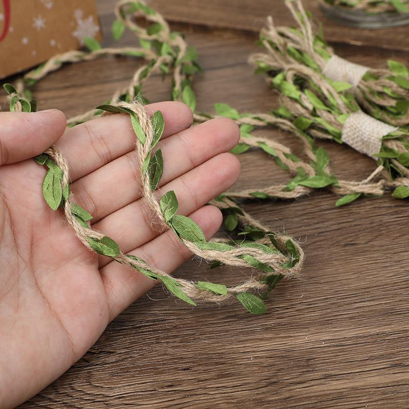 10Meters Jute Twine Burlap String Green Leaves Vine Twine for Wedding Birthday Party Decoration DIY Garland Wreath Crafts Gift