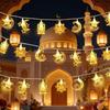 Eid Mubarak Moon Star Led String Light Eid Islamic Muslim Party Supplies Kareem Ramadan Decoration For Home Eid Al-Fitr Ornament