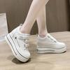 Fashion Women Breathable Sneakers Increased Platform Shoes 8cm Casual Footwear Leisure Leather White Shoes Women's Vulcanize Shoes