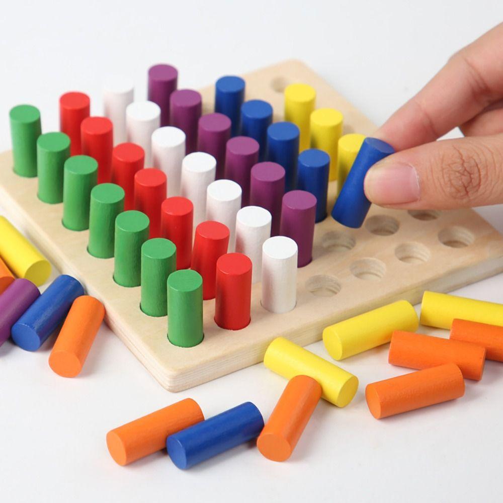Montessori Color Matching Board Game Plugboard Early Education Intelligence Toy  Boys Girls