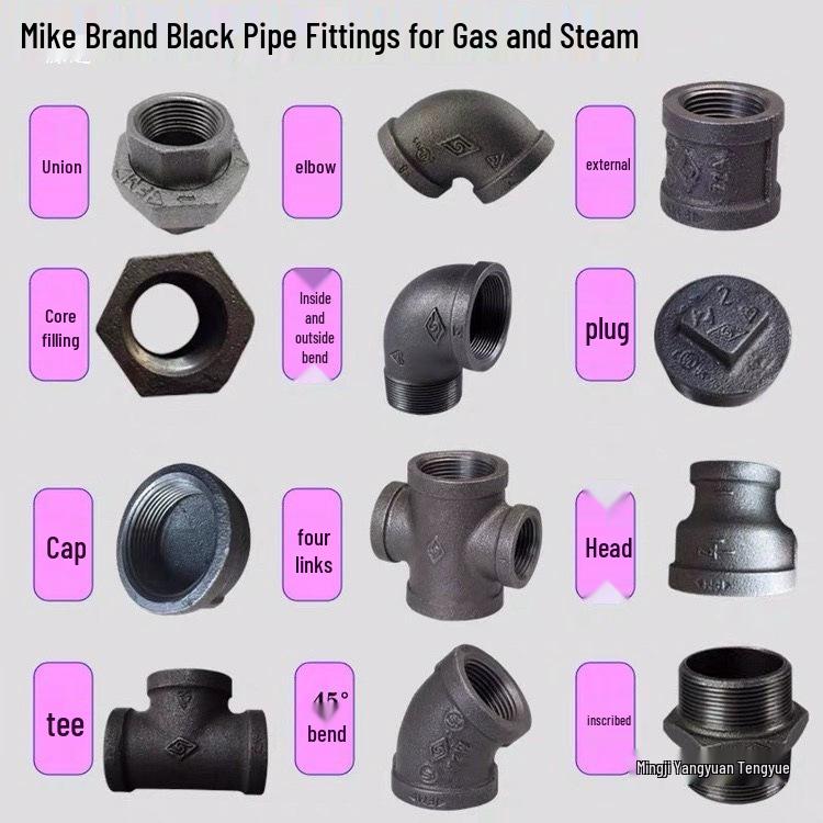 Mike Eccentric Size Tee Repair Bushing Reducing Connector Direct Steam Pipeline Black Pipe Fittings